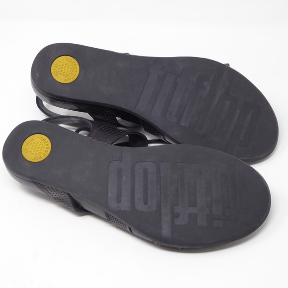 FitFlop Womens Gladdie Perforated Leather Lace-Up Sandals E49-090 Size 10 - Picture 6 of 8